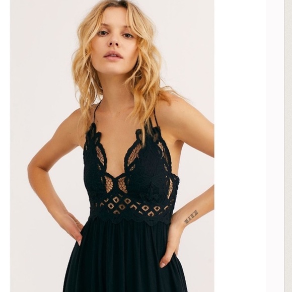 NEW Free People Adella Maxi Slip Boho Dress Black - Picture 4 of 7